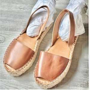 Alohas Ibizas Leather Women's Espadrilles Camel-Brown Platforms- Size 8